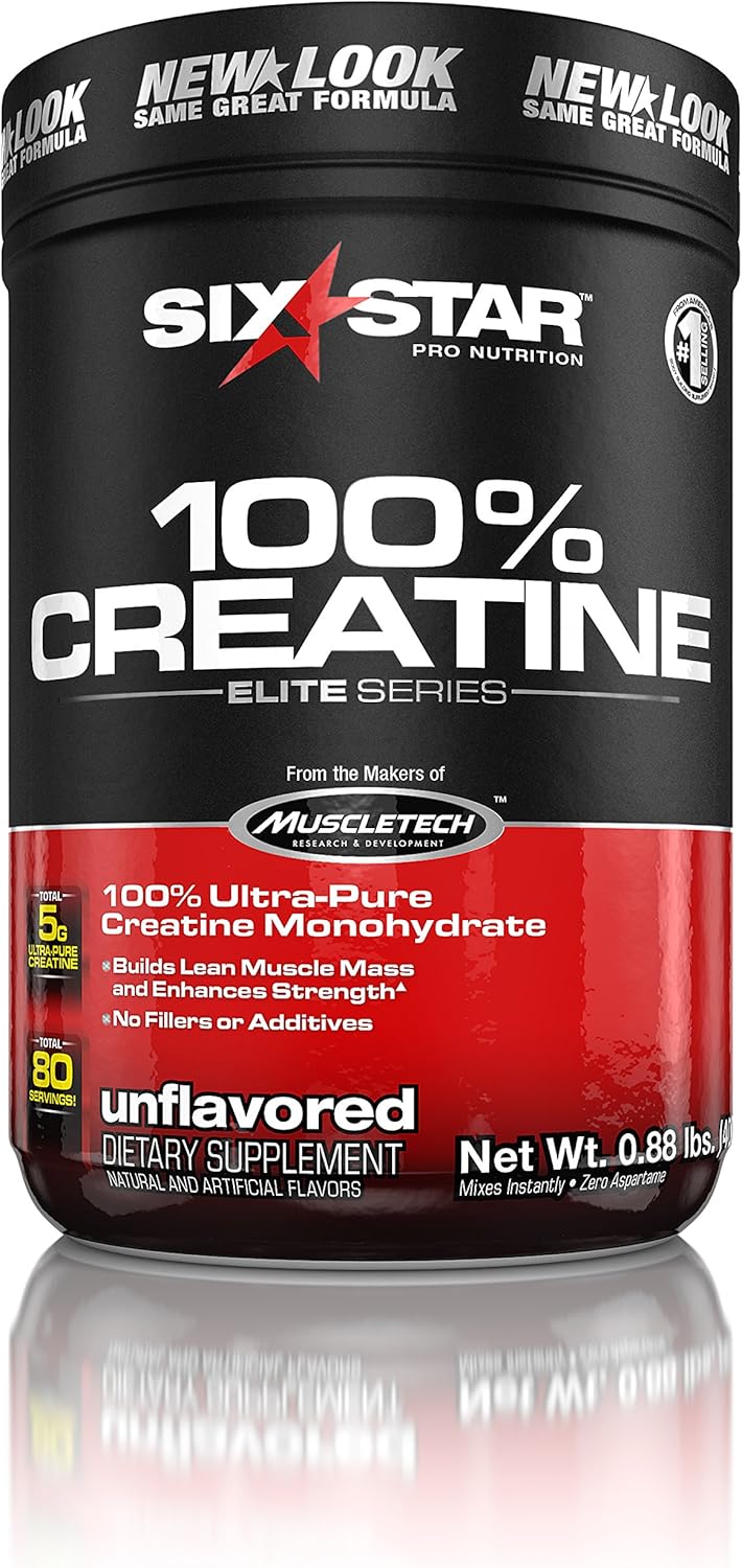 Creatine Monohydrate Powder Mass Gainer | Six Star Elite | Post Workout Recovery Drink | 100% Micronized Creatine Powder | Muscle Recovery + Muscle Builder for Men & Women, Unflavored (80 Servings): Health & Personal Care
