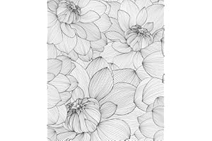 Meihodan Vintage Sketch Floral Peel and Stick Wallpaper Black White Lines Stick on Wallpaper Removable Self Adhesive Contact 