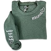 NAZENTI Custom Embroidered Grandma Sweatshirt with Kids Name on Sleeve, Mothers Day Shirts, Grandma