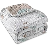 HardNok Ultra Soft Muslin Baby Blanket, A Versatile Swaddle and Bed Blanket for Babies, Toddlers, Boys, and Girls (Forest Elephant 1 Pack).