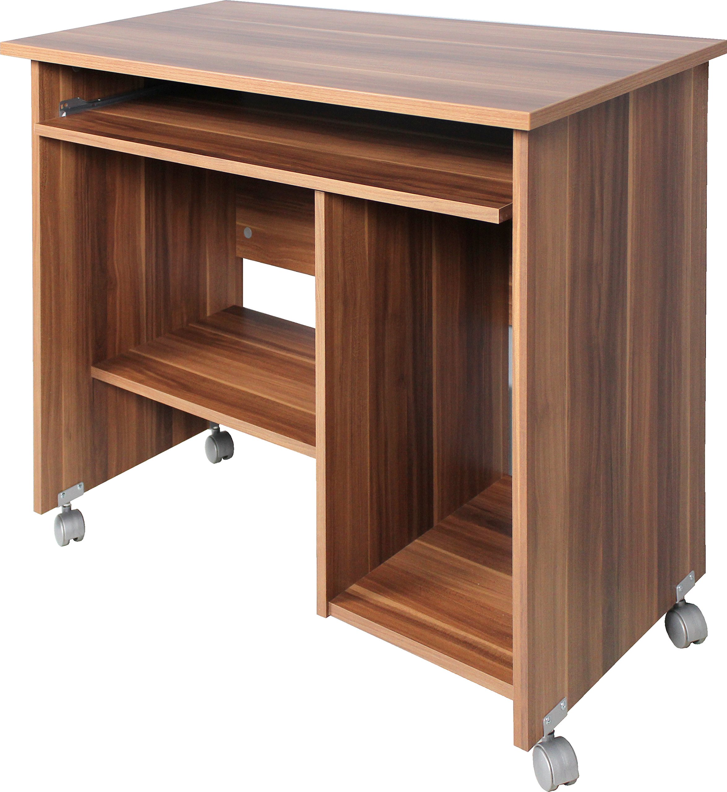 Germania Computer Desk 0482-88, on castors, in Walnut repro, 90 x 72 x 48 cm (WxHxD), brown