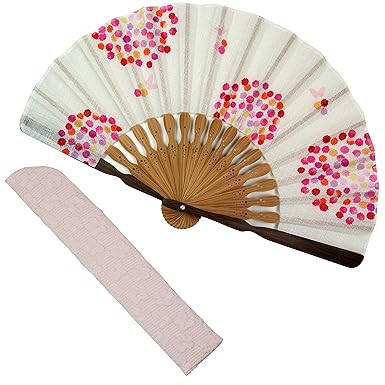 Amazon 扇子 女性 扇子袋 ハンカチセット こんぺいとう ベージュ