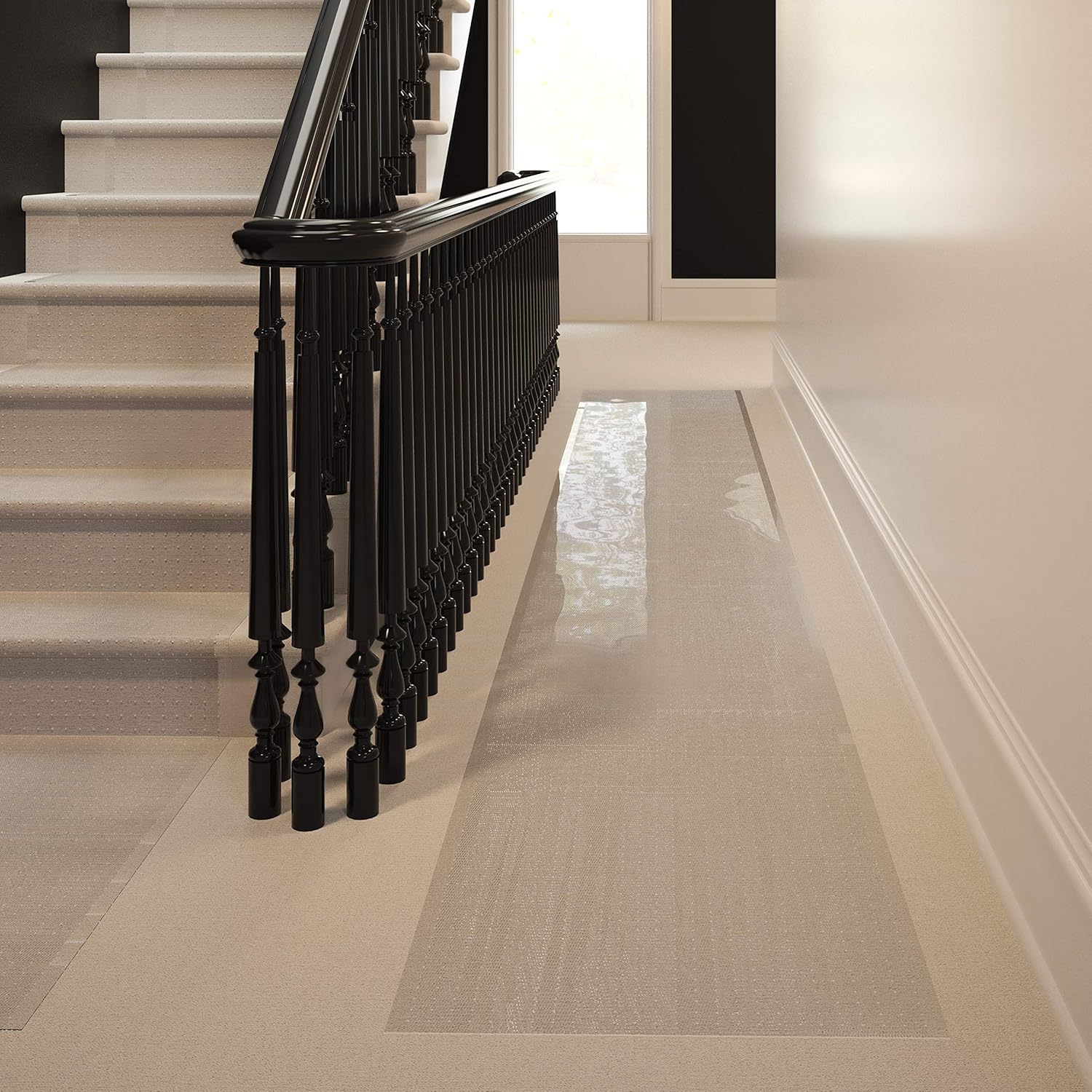 Transparent Vinyl Runner | Carpet Protector for Low Pile Carpets (27-in. x 12-Ft.) Clear, Classic Rib: Kitchen & Dining