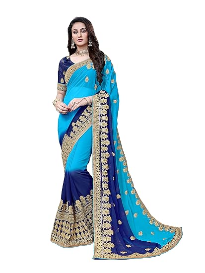 Women's Georgette Saree With Blouse Piece