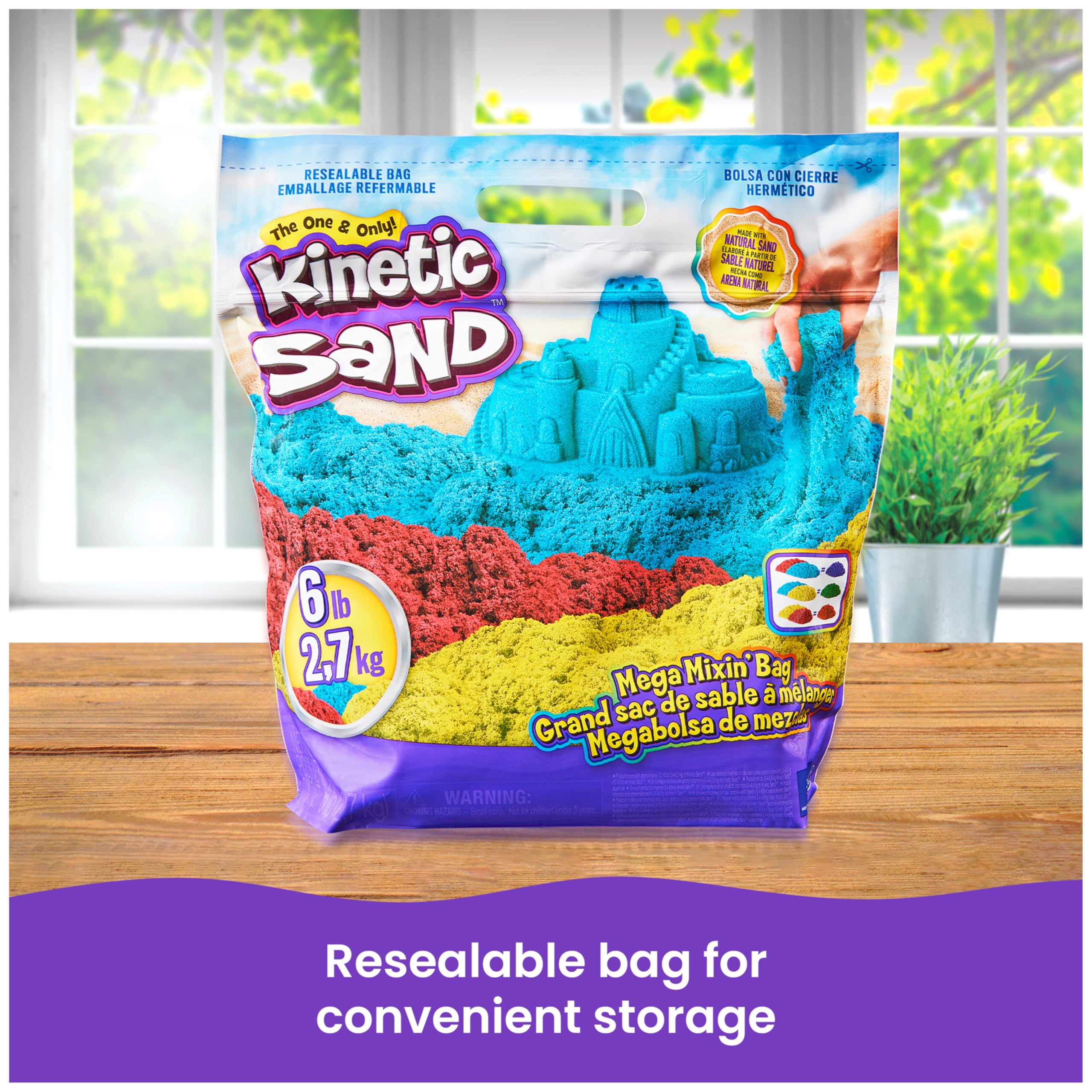 Kinetic Sand 6lbs Mega Mixin’ Bag with Red, Yellow & Blue Play Sand, Amazon Exclusive (Packaging May Vary), Sensory Toys, Holiday Gifts & Stocking Stuffers for Kids Ages 3 and up