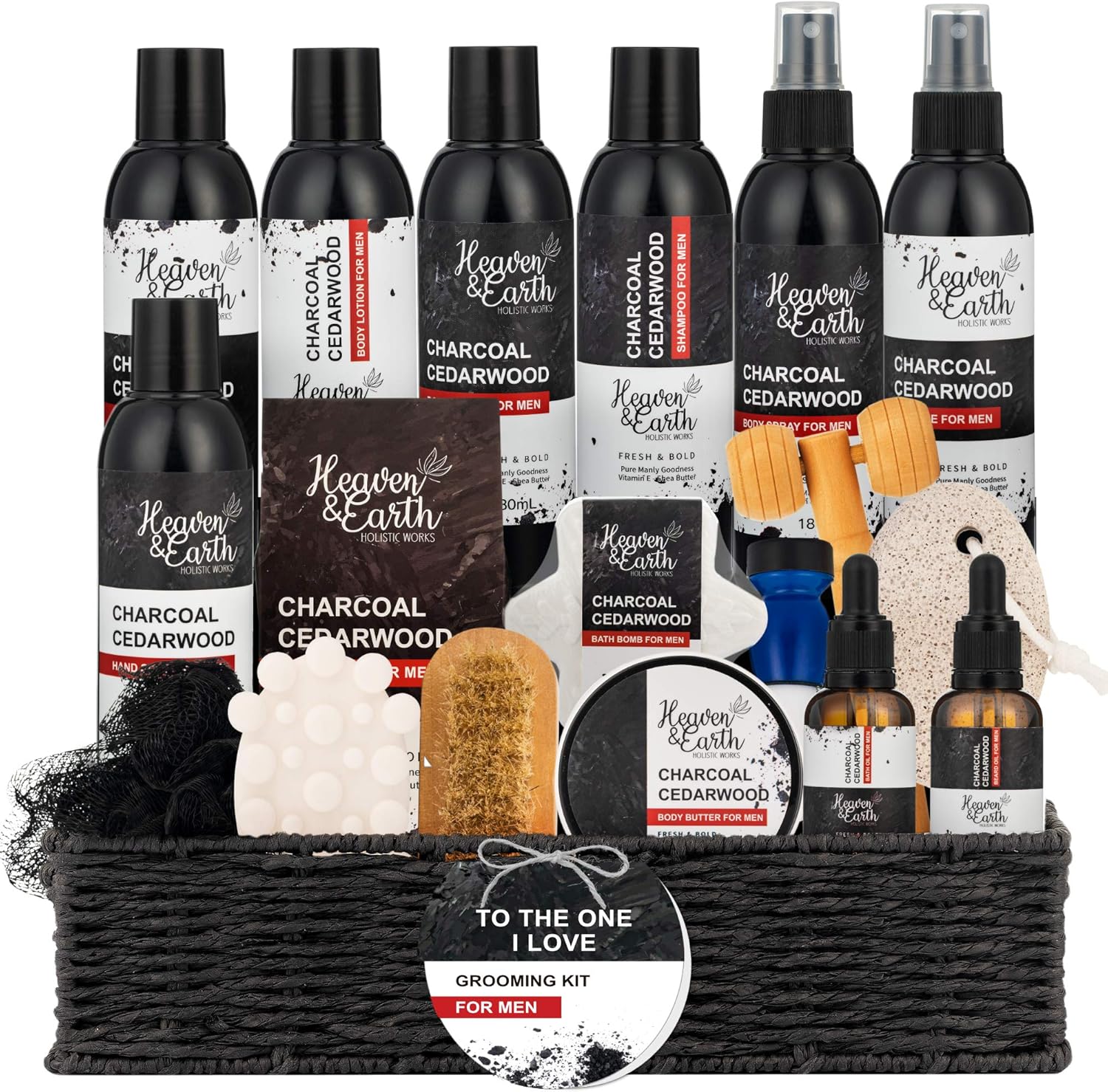 Unique Men's Gift Set. Deluxe Gentleman's Grooming Kit. Charcoal