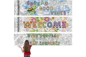 Janlaugh 3 Pack Giant Coloring Posters 9.8 Feet Long Back to School Motivational Jumbo Large Coloring Sheets Pages DIY Drawing Paper Rolls for Summer Classroom Craft Home Team Art Activity(Mandala)