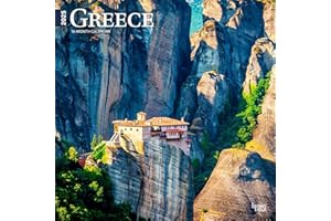 Greece | 2025 12 x 24 Inch Monthly Square Wall Calendar | Plastic-Free | BrownTrout | Travel Europe Balkans Athens Mykonos