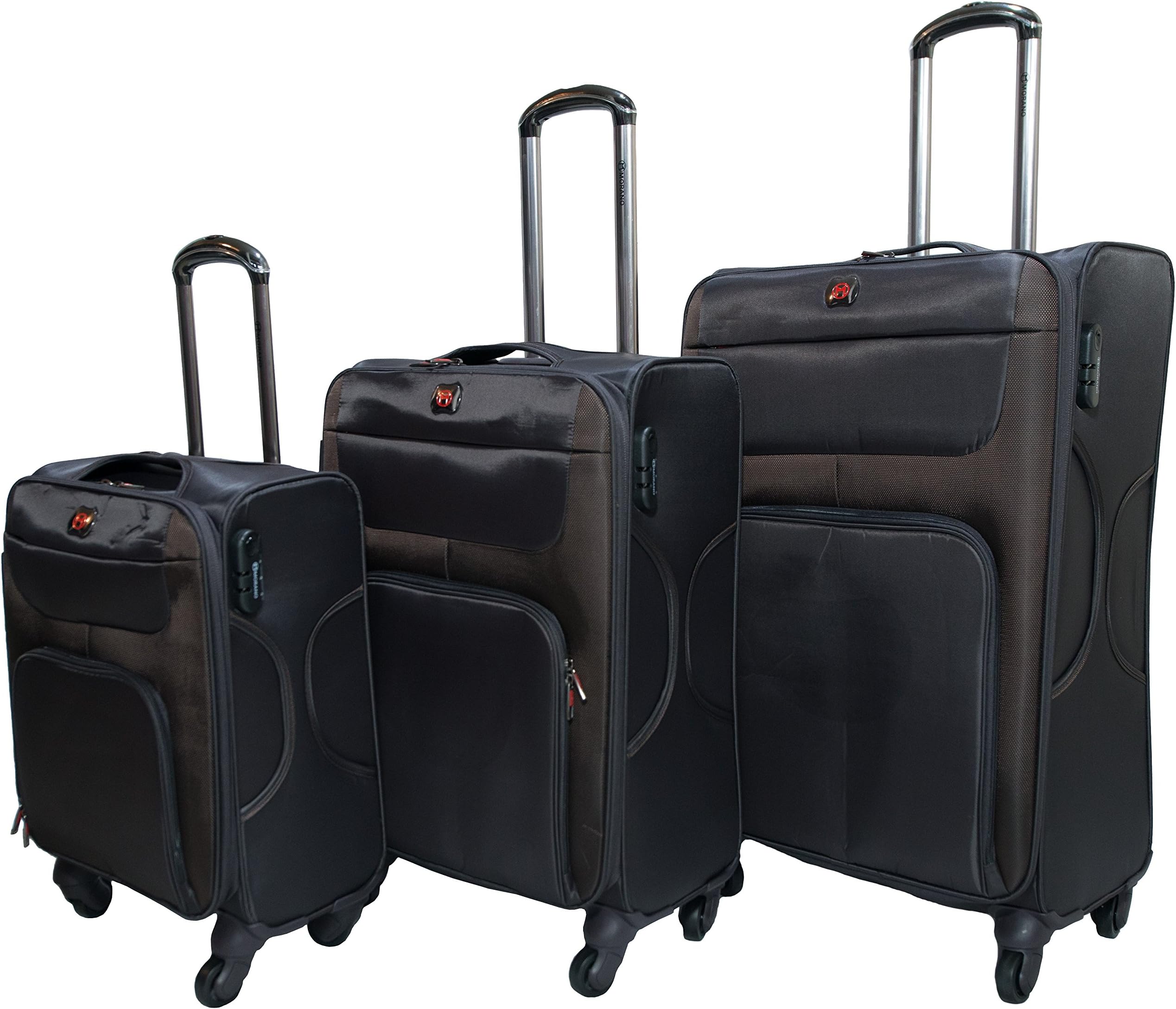 Morano 3-Piece Luggage Travel Set Bag Double-Zipper Trolley Suitcase (27" 22.5" 18", Brown)