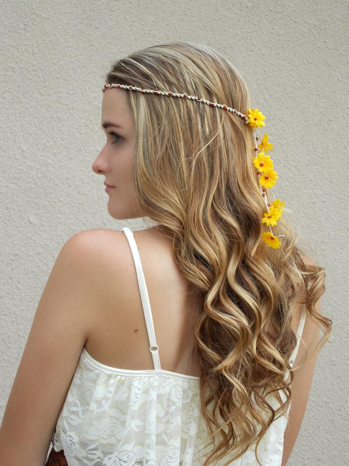 Amazon Com Flower Child Daisy Headband Hippie Wedding Hair