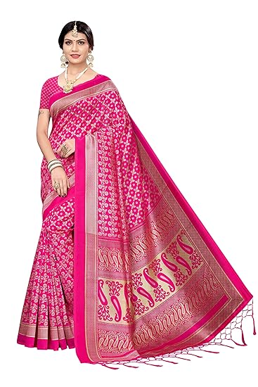 Womens Art Silk Saree with Blouse Piece