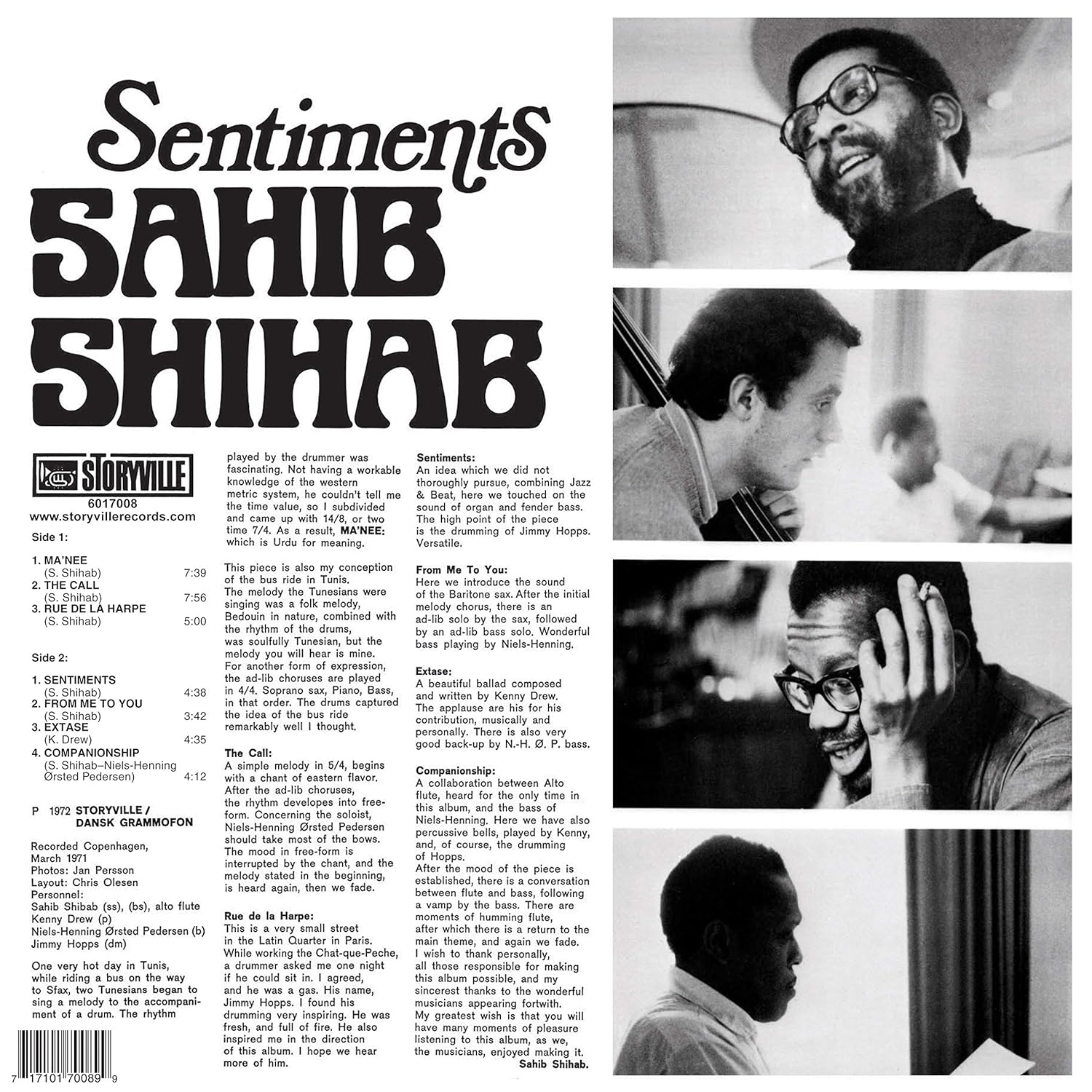 Sentiments(LP)/SAHIB SHIHAB/サヒブ・シハブ/ハード・バップの熱気