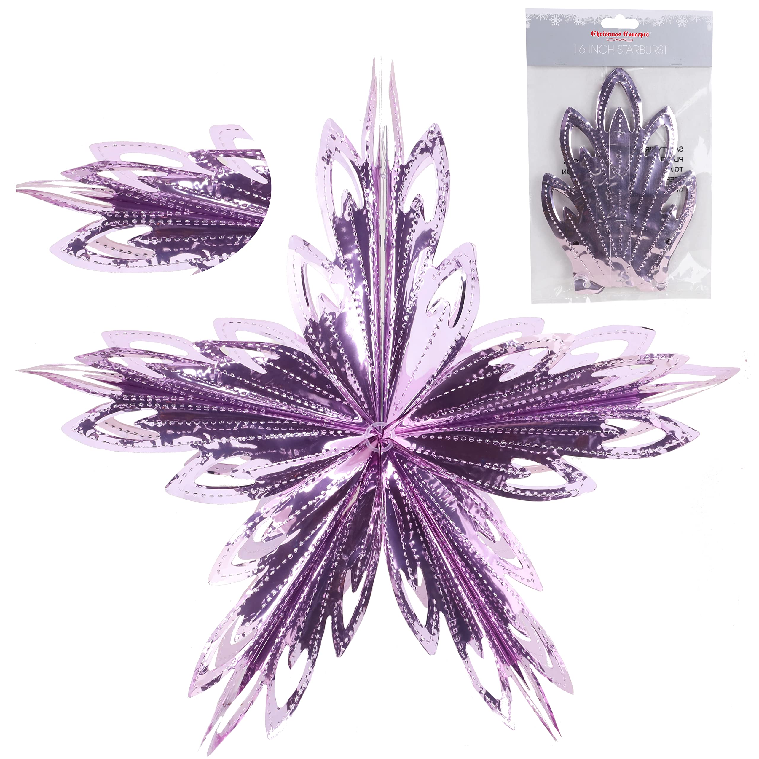 Christmas Concepts® 16” (1.3ft) Large Foil 3D Star Hanging Decoration – Christmas Trimming (Baby Pink)