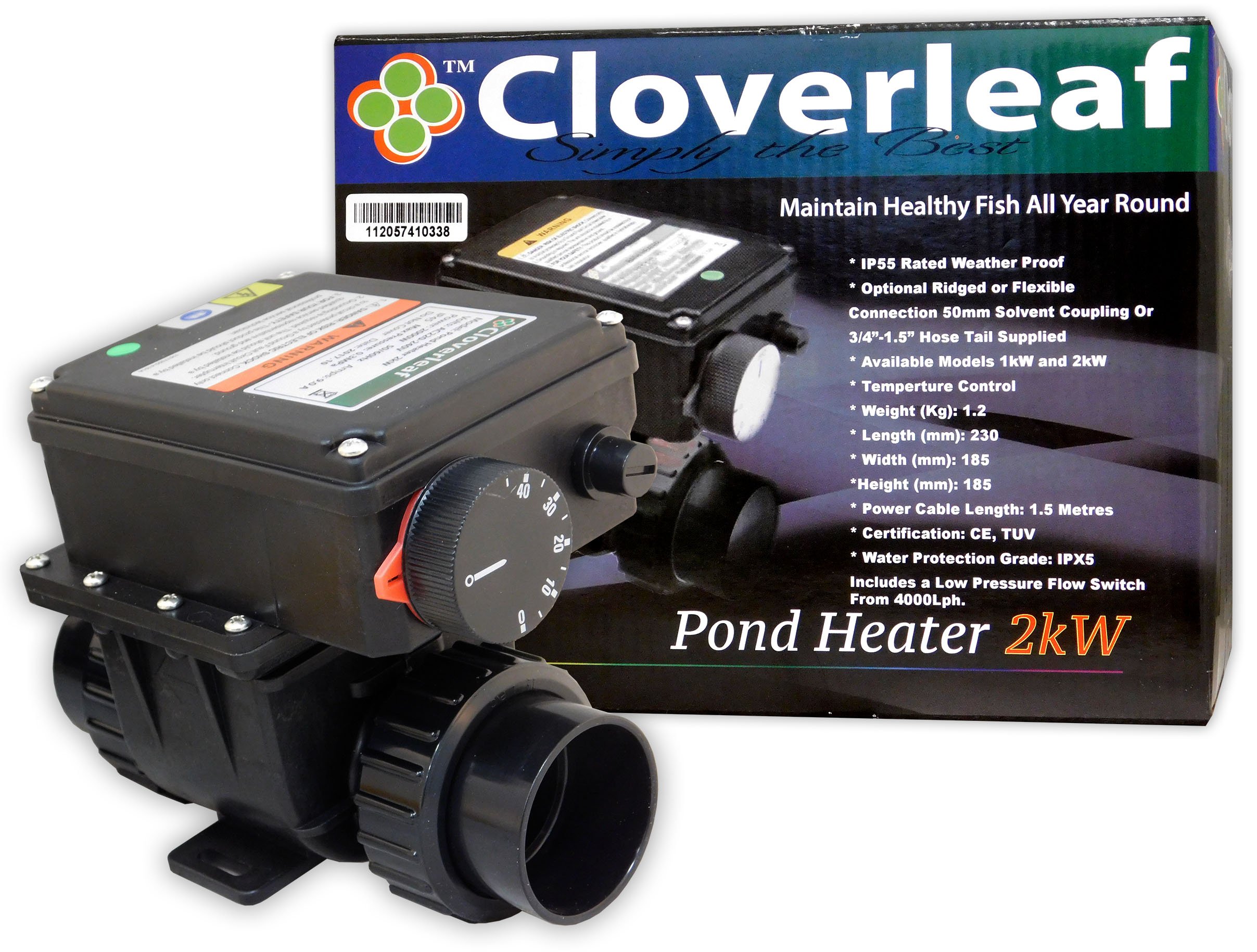 Cloverleaf Pond Heater 2KW - Weatherproof & Adjustable Temperature