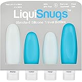 LiquiSnugs Standard - 100% Guaranteed Leak Proof - Silicone Travel Bottles (4 PACK) TSA Approved - by TravelSnugs