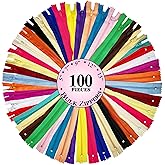 KGS Nylon Zipper for Sewing Crafts | 20 Assorted Colours | Size: 5+7+9+12+15 Inch | 100 Zippers/Pack | Multicolor Zippers for