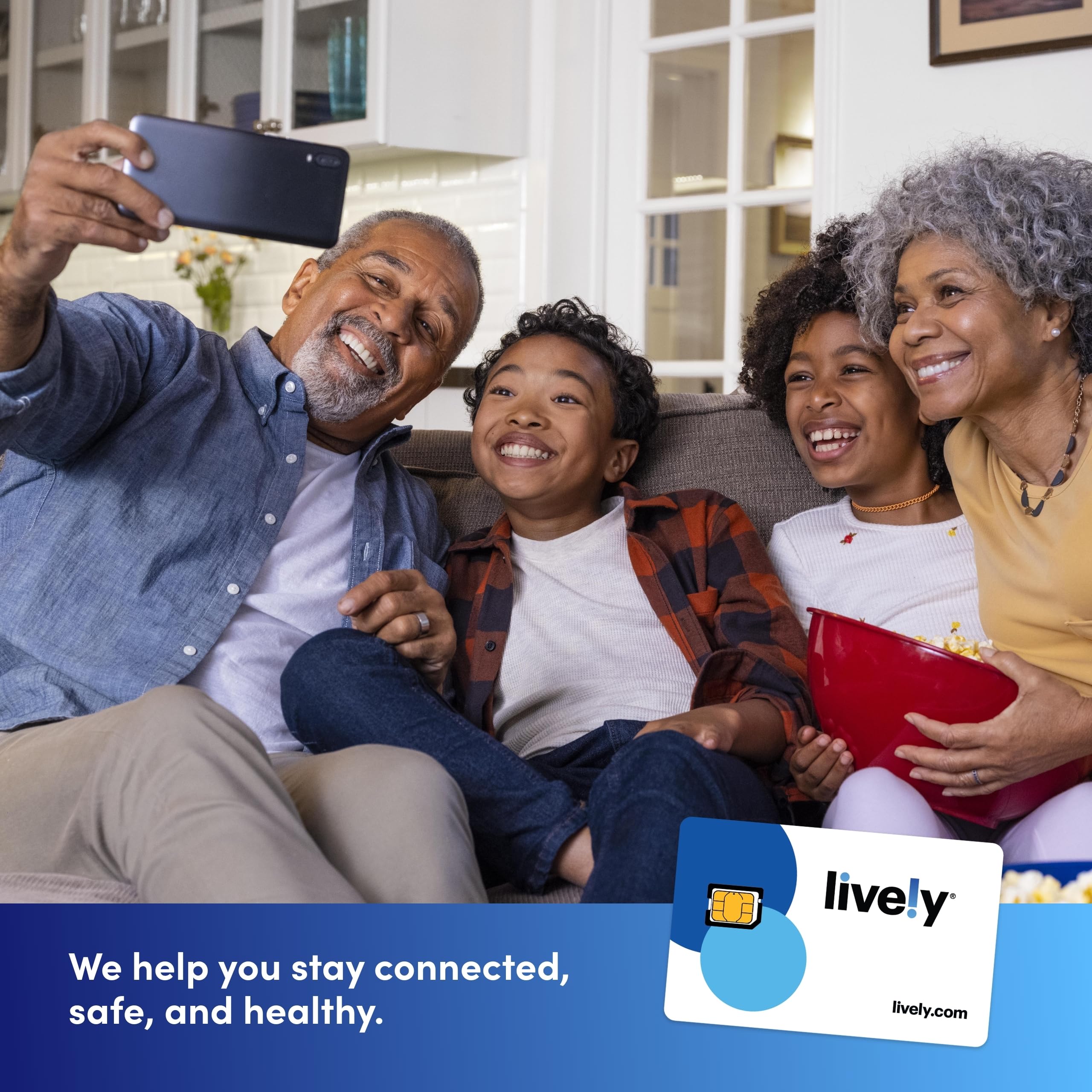 Lively SIM Card Kit - Unlimited Talk & Text with Access Exclusive Services - Keep Your Own Phone Number - with Urgent Response - Easily Sync Lively Link App - Starter Kit
