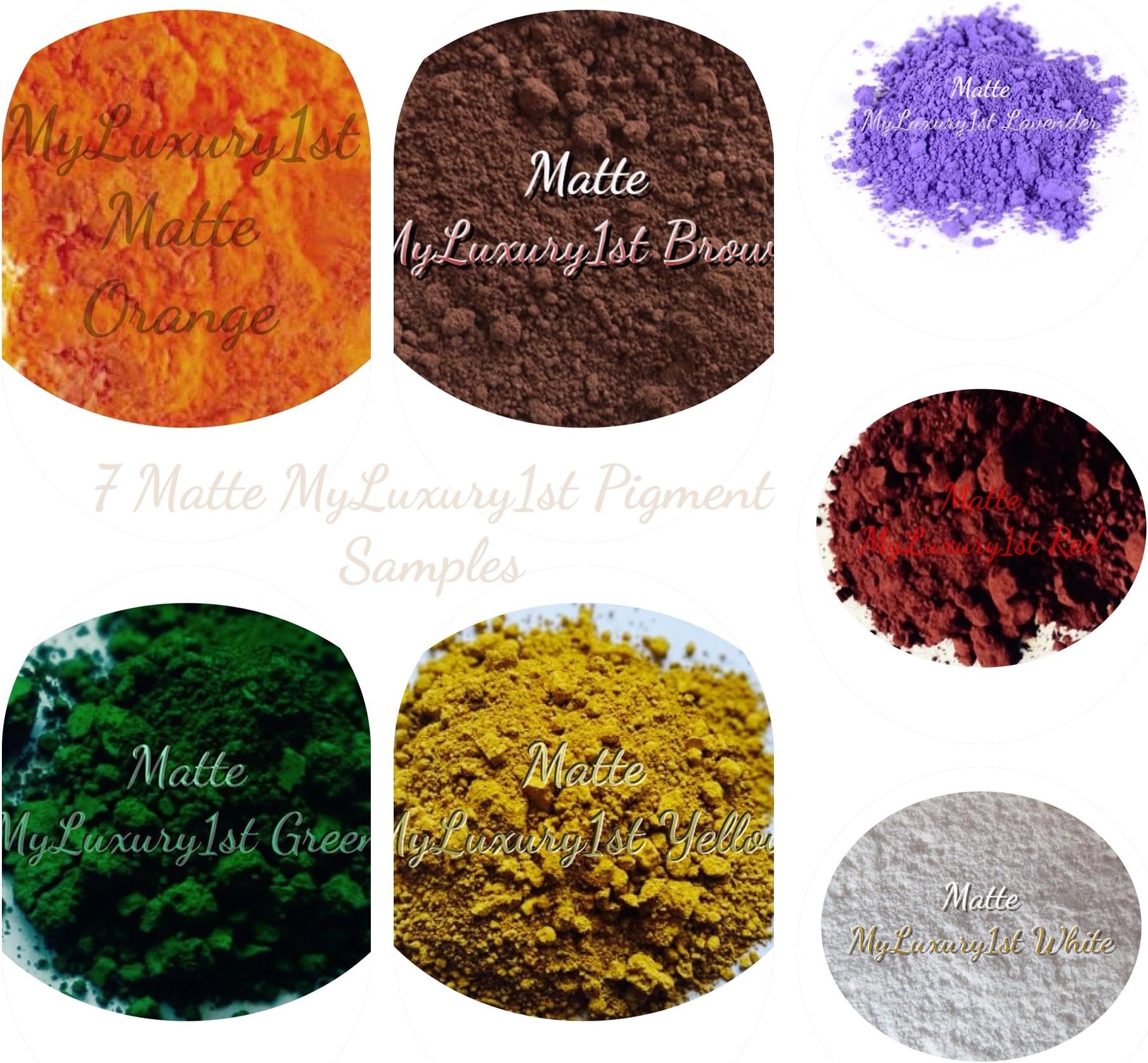 7 Color Lot 1g 1 Gram Vials of Pigment Powder Samples for Soap & Cosmetics Makeup
