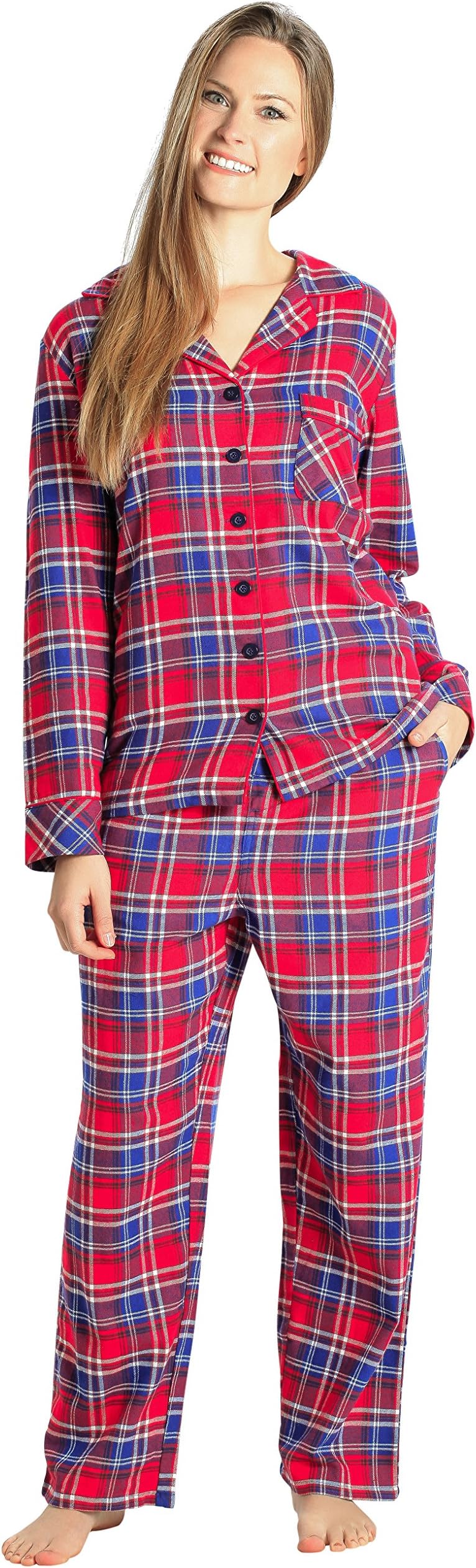 EVERDREAMSleepwear Womens Flannel Pajamas, Long 100% Cotton Pj Set