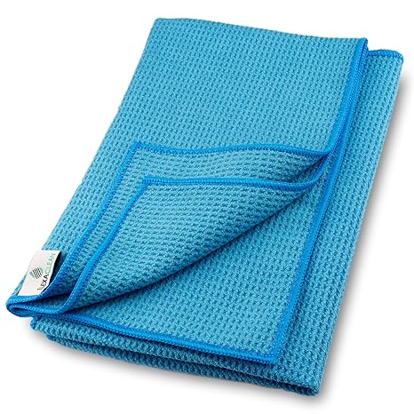 ELEXACLEAN Mikrofaser Trockentuch, Premium Waffeltuch (2 Stück, 60x40 cm, Blau) superweiche Qualität für Auto, Glas, Küche, G