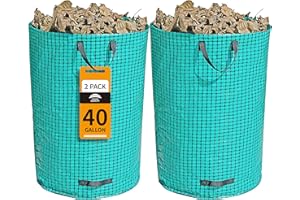 RAINDEWAY 2-Pack 40 Gallons Yard Waste Bags, Durable leaf bags with 4 Handles, Reusable Garden Lawn bags (Diam:20”, Height:29.5”)
