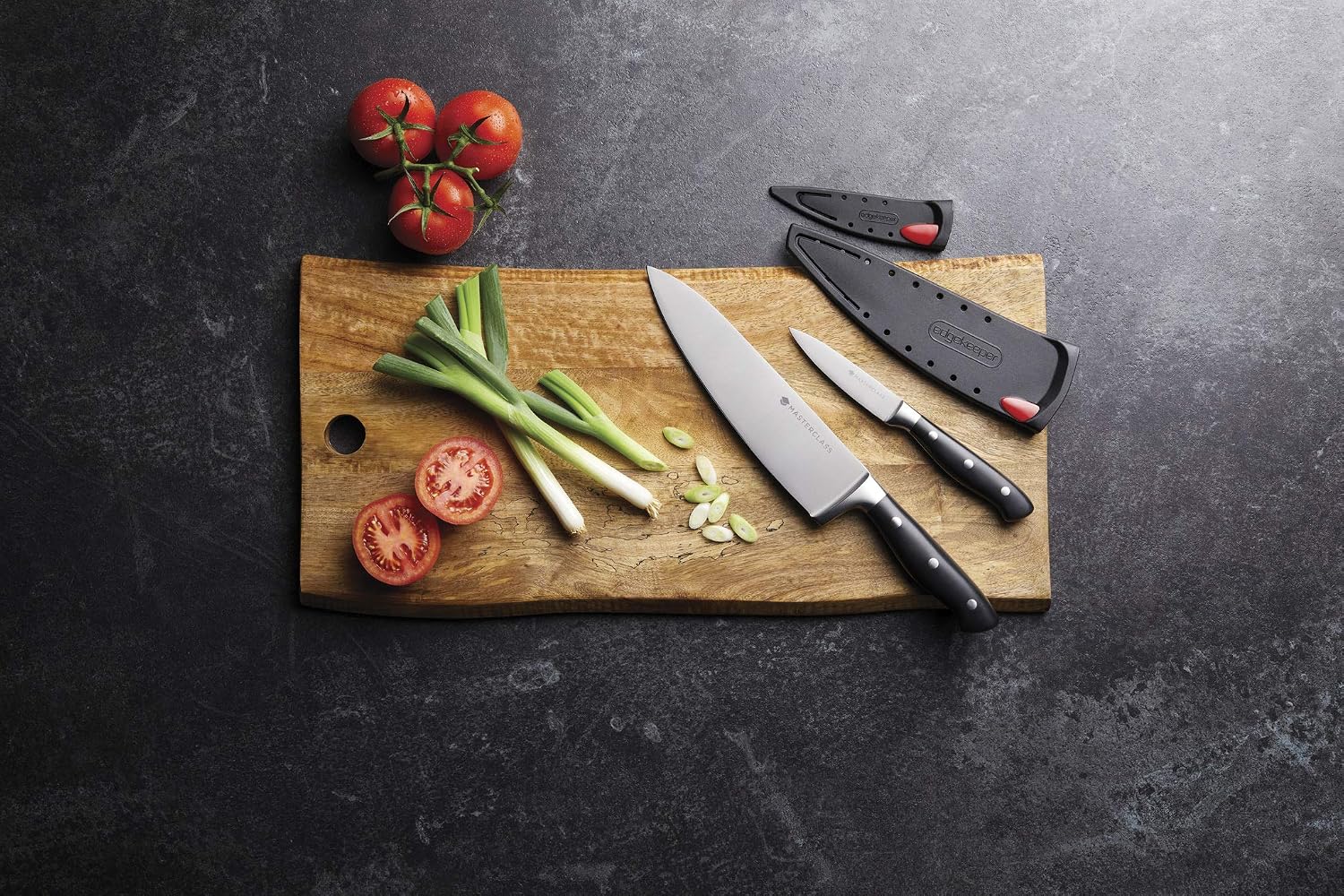 MasterClass Chef Knife with Knife Sharpener Sheath EdgeKeeper, Stainless Steel, 20 cm ( 8"), Black - Image 5