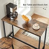 VASAGLE Dining Table Set Bar Table and Stools Industrial Rustic Brown Ink Black view 5