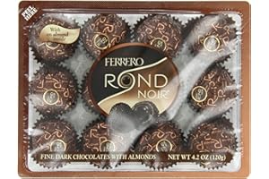FERRERO ROCHER Ferrero Rondnoir Dark Chocolates with Almonds, 12 Pieces