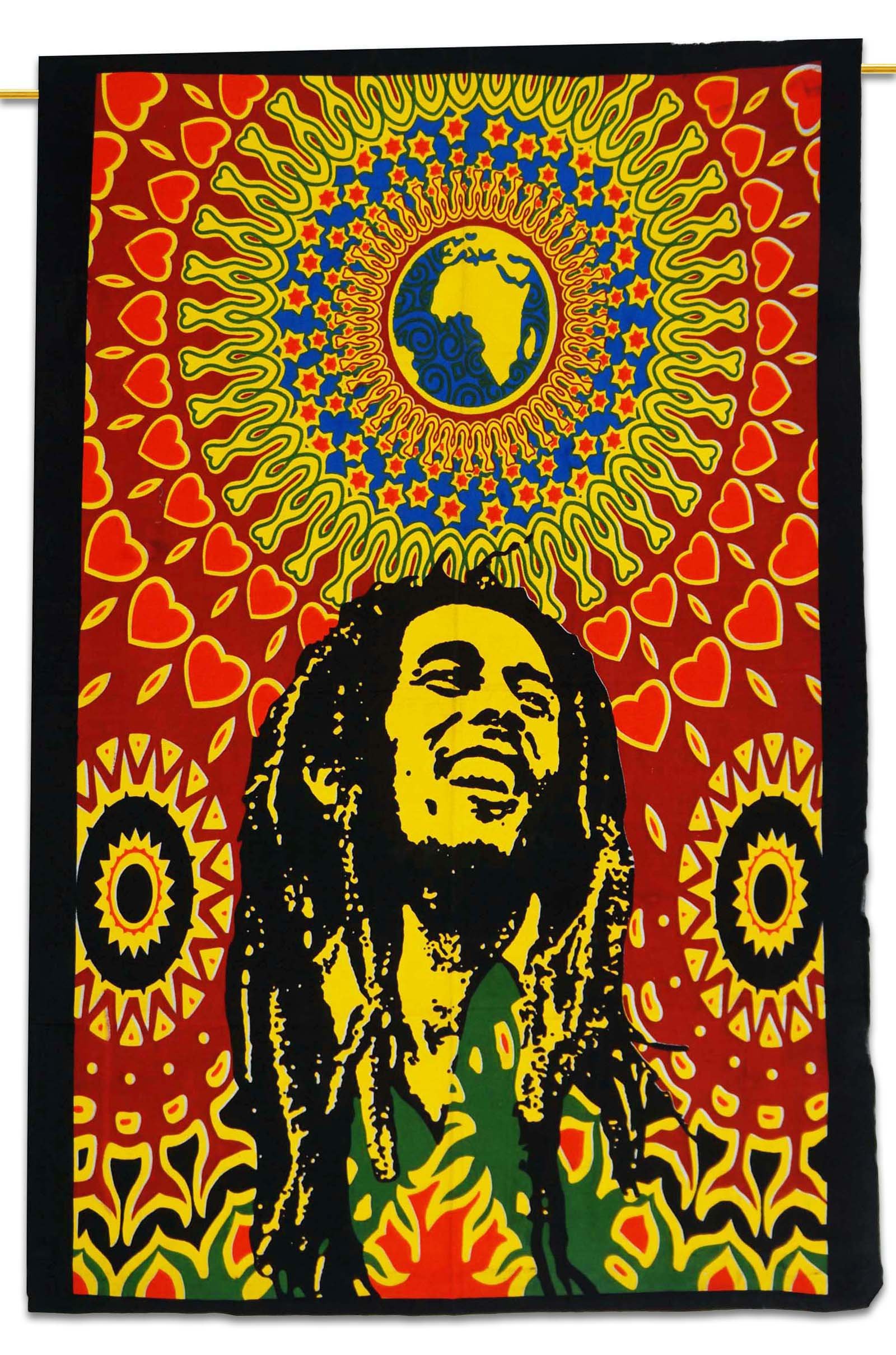 Bob Marley Cotton Indian Wall Hanging Tapestry Poster Multicolor Throw 42X30 Inches