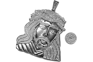 MAXBLING81 HIP HOP STYLE ICED GOLD SILVER PLATED BLING XXL LARGE JUMBO SIZE JESUS HEAD CHARM PENDANT