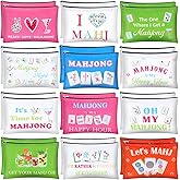 Bafeil 24 Pcs Mahjong Makeup Bag Bulk, Mahjong Gifts for Women, Funny Cosmetic Bag, Travel Zipper Pouch Mah Jong Accessories for Lover Player Friend Mom Grandma Lucky Birthday Christmas New Year Gift