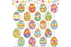 Aurelema 20 Pcs Easter Diamond Painting Keychain Kits with Tools Easter Eggs Diamond Painting Keychain