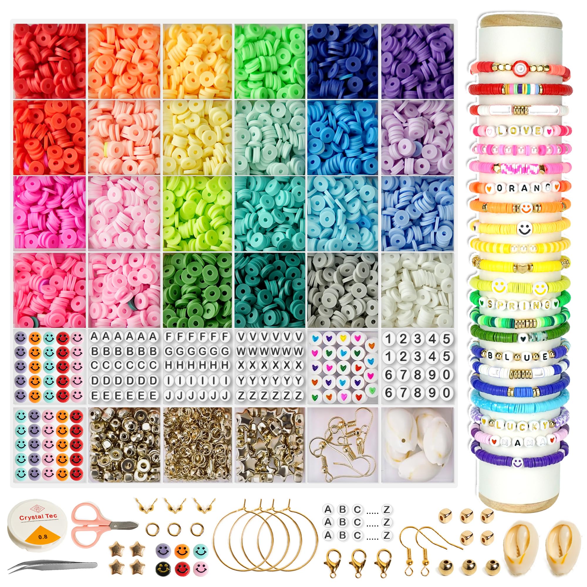 BeadzBoxx 6600+ Pcs Clay Beads Bracelet Making Kit 28 Colours 6mm Clay Bead Set for Teen Girl Gifts Friendship Bracelet Making Kits for Girls Beads for Bracelet Making DIY Crafts Gifts for Teens