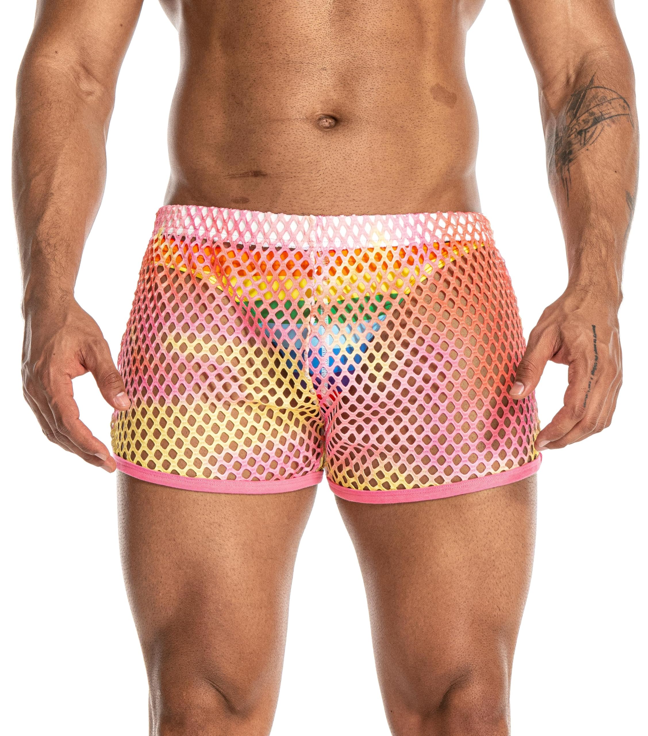 FIROTTII Mens Mesh Shorts Sexy Boxers See Through