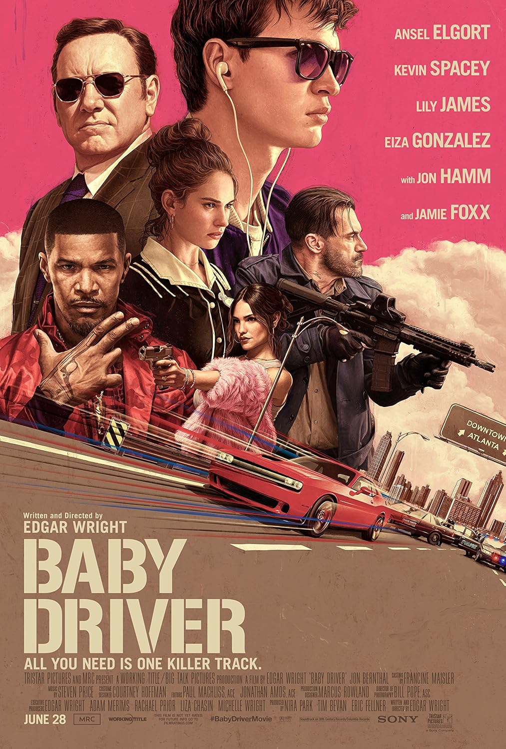 Baby Driver Movie Poster Limited Print Photo Ansel Elgort Jon Hamm Kevin Spacey Jamie Foxx Size 27x40 #1