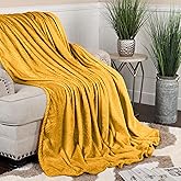 Superior Alaska Collection Quilted Diamond Throw Blanket - Soft Plush Velvety Fleece Blanket for Couch, Bed and Living Room Decor - Cozy, Warm & Lightweight All-Season Cover, Throw Size, Gold