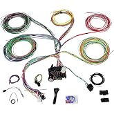 Universal 21 Circuit Wiring Harness Kit with 17 Fuses | Extra Long Wires, Standard Color Wiring, Compatible with GM Chevy Ford Mopar Chrysler Hot Rods