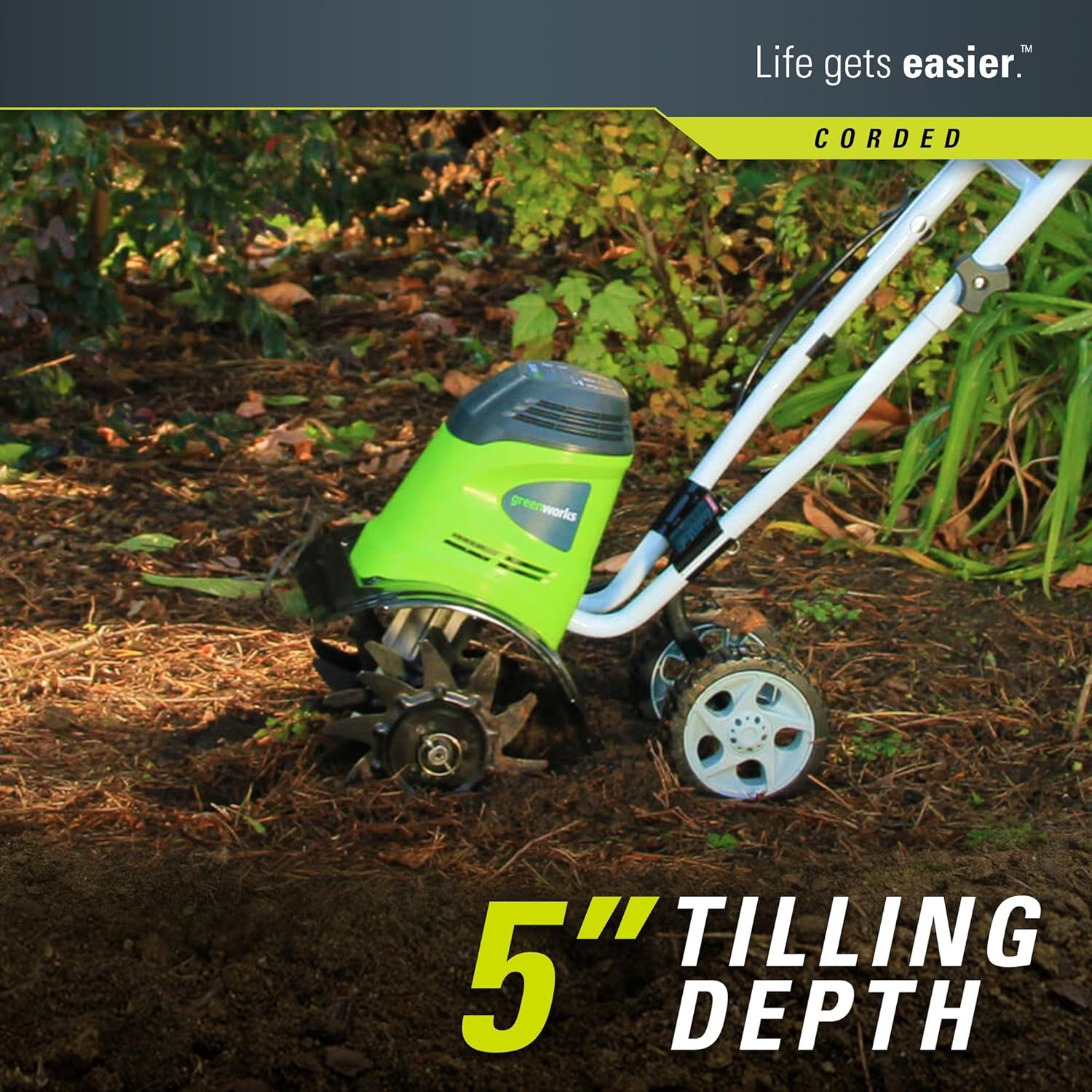 Greenworks 8 Amp 10-Inch Corded Tiller, 27072 : Power Tillers : Garden & Outdoor
