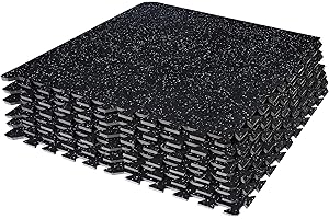 SIVAN HEALTH AND FITNESS Sivan Fitness 1/2" Thick Rubber Top High-Density EVA Foam Gym Flooring for Home Gym - 48 Sq Ft Exercise Mat Tiles for Workout, Yoga, MMA, Heavy Exercise Equipment Mat - 12 Interlocking Gym Floor Mat