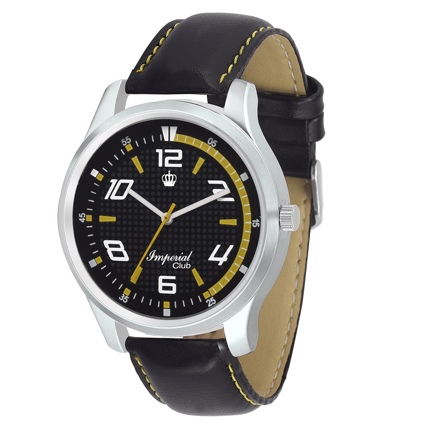 imperial club men's black glossy compass dial impression premium analog watch (wtm-032)