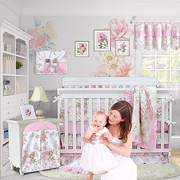 Amazon Brandream ピンク ベビー 女の子 ベビーベッド 寝具セット ブロッサム水彩フローラル 保育園 ベビーベッドセット 11ピース 布団セット ホーム キッチン 通販