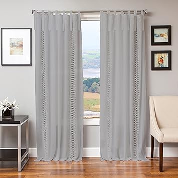 Amazon Com Softline Tie Tab Cotton And Linen Macrame Curtain