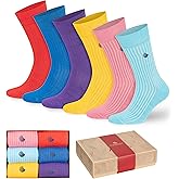BAMBOOVEN Men’s Dress and Trouser Socks – Premium Rayon Made From Bamboo, Crew Socks (6 pair + Gift box)
