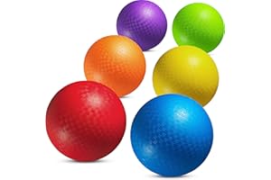 PLAYBOLT 10 Inch Kickball Playground Balls - (Pack of 6) Inflatable Rubber Indoor Outdoor Bouncy Balls for Adults & Kids - Dodgeballs, Kickballs, Four Square and Handballs for School, Gym, with Hand Pump