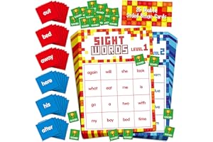 SPRITEGRU Sight Word Bingo Game, 144 Sight Words Learn to Read Level 1 & Level 2 Bingo Board Game Dolch's & Fry's Words Lists for Kindergarten and Preschool, Grade 1st, 2nd, Kids 4-8 (Up to 25 Players)