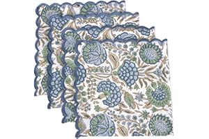 Ridhi Block Print Cloth Napkins 100% Pure Cotton Farmhouse Wedding Dinner Napkins for Easter Halloween, Thanksgiving, Holiday Daily Wedding uses Napkins 4-18" x 18" Asparagus Green