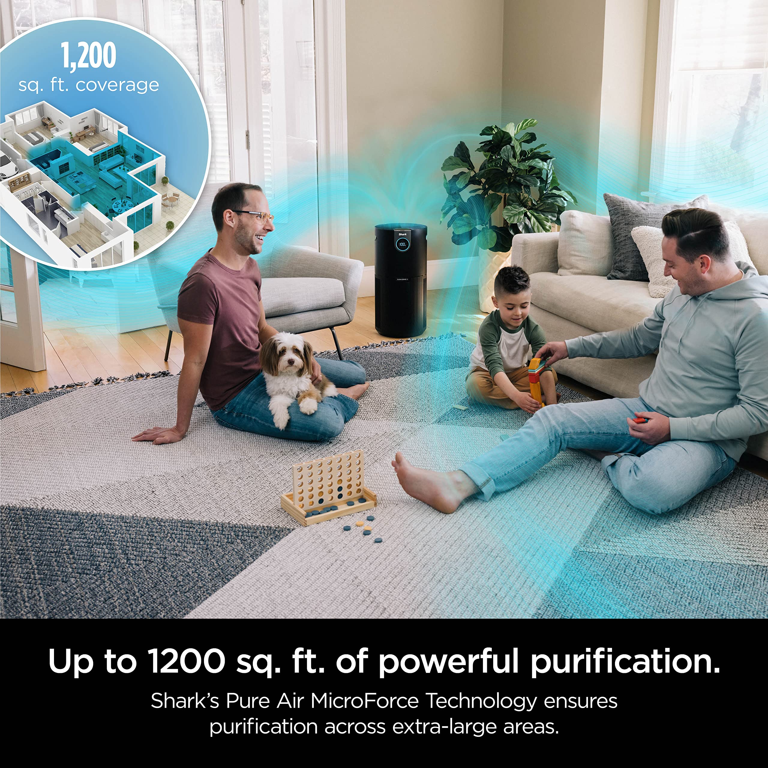 Shark Air Purifier MAX with NanoSeal HEPA, Cleansense IQ, Odor Lock, Cleans up to 1200 Sq. Ft. and 99.98% of particles, dust, allergens, smoke, 0.1–0.2 microns, Grey, HP202 (Renewed)
