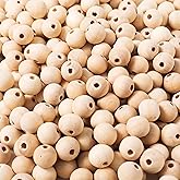 300pcs 10MM Wood Beads Natural Unfinished Round Wooden Loose Beads Wood Spacer Beads for Craft Making Decorations and DIY Crafts(10MM)