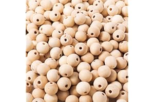 POJAH 200pcs 12MM Wood Beads Natural Unfinished Round Wooden Loose Beads Wood Spacer Beads for Craft Making Decorations and DIY Crafts(12MM)