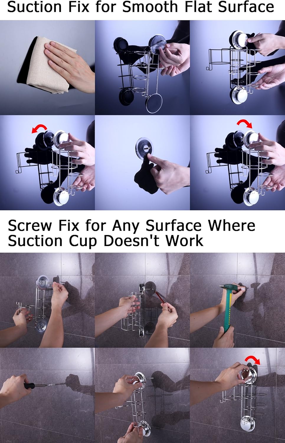 Ecoart Hair Dryer and Straightener Holder with Hooks, Suction Cups or Screws for eBay